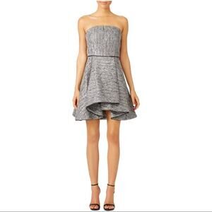 Hunter Bell Womens Size 4 Grace Dress Strapless Cocktail Gray Silver Mini Gown